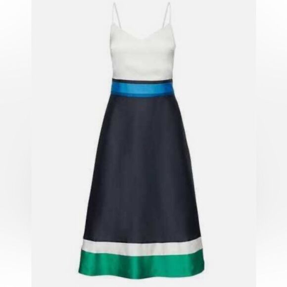 NWT Banana Republic Color Block Midi Dress, Navy Blue, sz 8 Medium - Picture 3 of 5